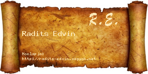 Radits Edvin névjegykártya